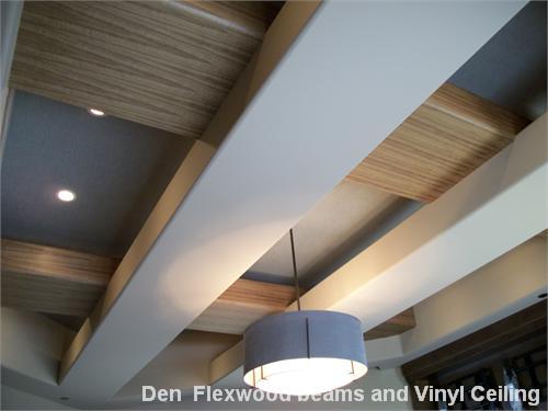 Den Flexwood beams and Vinyl Ceiling